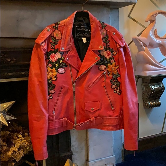 Vintage Designer red leather hand sewn embellish - Picture 1 of 5